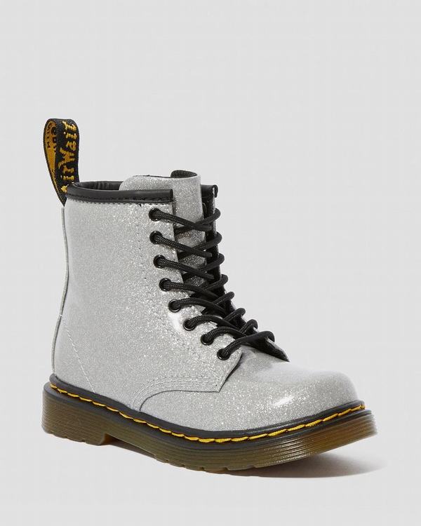 Dr Martens Dětské Kotníkové Boty Toddler 1460 Glitter Stříbrné, CZ-385012